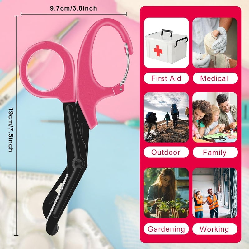 Opoway 2 Pack Trauma Shears for Nurses Bandage Scissors 7.5" Medical Scissors with Carabiner Fluoride Coated Non-Stick Blades Patented Stainless Steel Medical Shears for Doctors Nursing Students (Pink) - Image 4